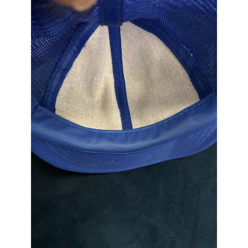 Vintage 80s Middle Finger Hat 3D Plush Blue Trucker Snapback Designer Award - Picture 5 of 12